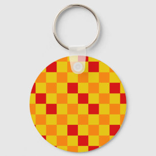 Red Orange Yellow Checkered Pattern Design Key Ring