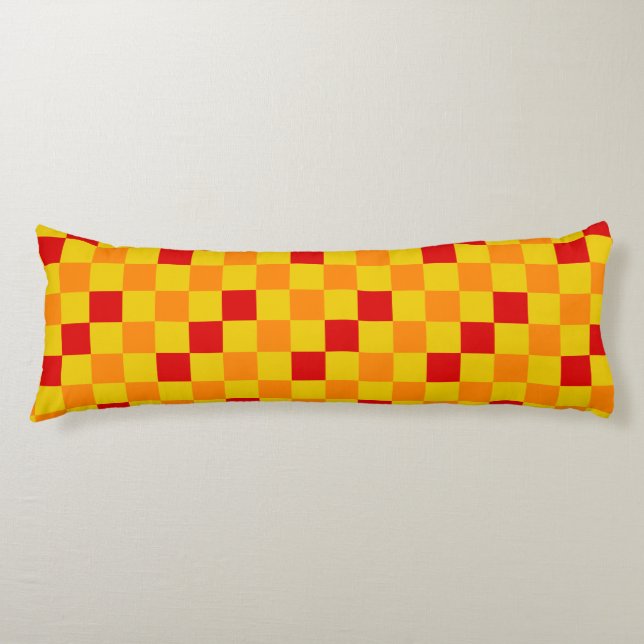 Red Orange Yellow Chequered Pattern Design  Body Cushion (Front)