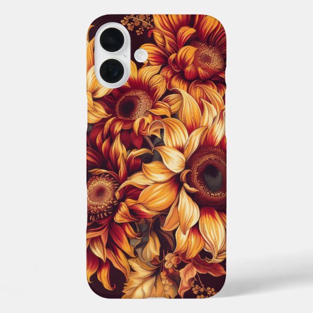 RED ORANGE YELLOW FALL SUNFLOWER FLOWERS Case-Mate iPhone CASE (Back)