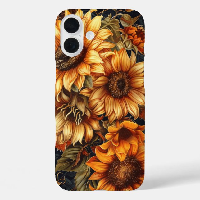 RED ORANGE YELLOW FALL SUNFLOWER FLOWERS Case-Mate iPhone CASE (Back)
