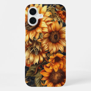 RED ORANGE YELLOW FALL SUNFLOWER FLOWERS iPhone 16 PLUS CASE