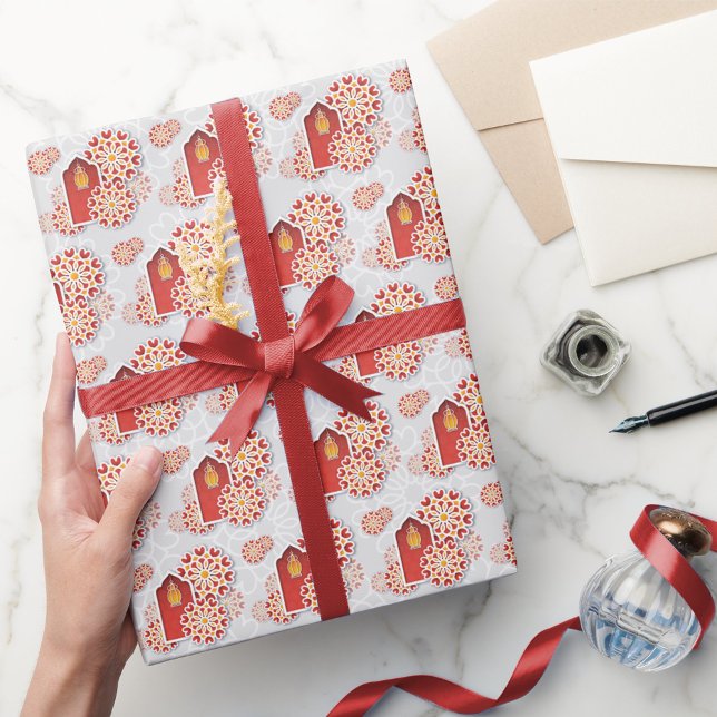 Red Orange Yellow Flower Arabian Night Quinceañera Wrapping Paper (Creator Uploaded)