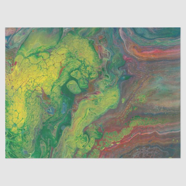 Red Orange Yellow Green Blue Abstract Decoupage Tissue Paper (Front)