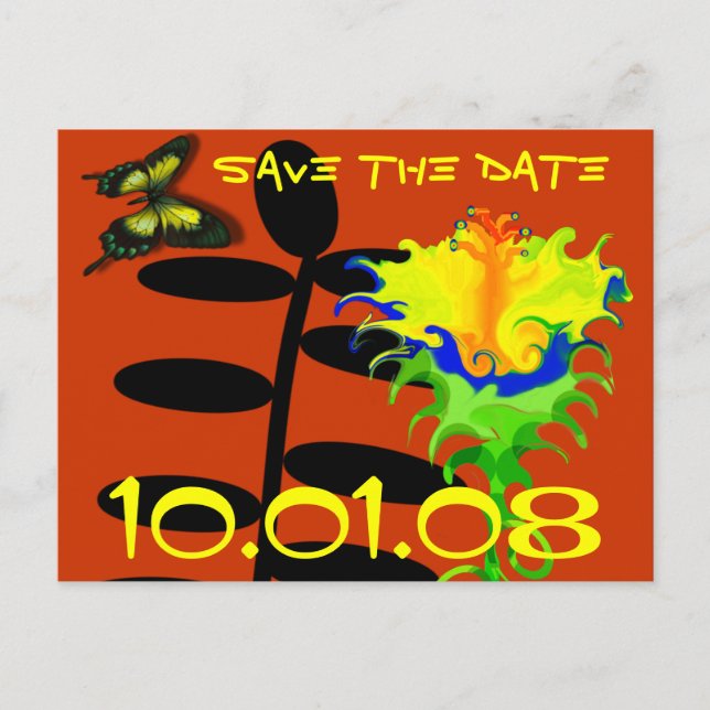 Red Orange Yellow Green Blue Save The Date Announcement Postcard (Front)