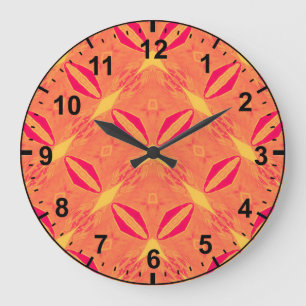 Red Orange Yellow Pattern~ Large Clock