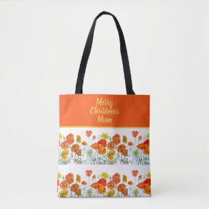 Red Orange Yellow Poppy Flowers Poppies Christmas Tote Bag