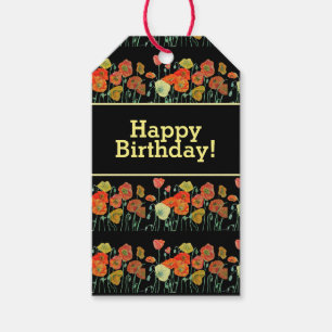 Red Orange Yellow Poppy Flowers Poppies Floral Art Gift Tags