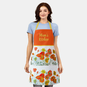 Red Orange Yellow Poppy Flowers Poppies Flower Apron