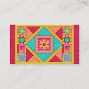 Red Orange Yellow Quilt Patchwork Block Art Business Card