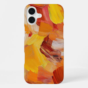 RED ORANGE YELLOW WHITE PAINT BRUSH STROKES iPhone 16 PLUS CASE