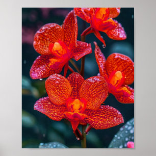 Red Orchid flower Poster