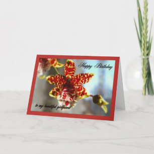 Red Orchid Happy Birthday to my Girlfriend Card
