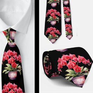 Red Orchid Neck Tie