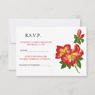 Red Orchid Wedding Flower RSVP Announcement 2