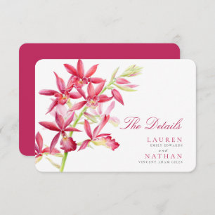 Red orchid wedding handy details enclosure card