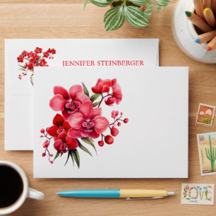 Red Orchid Wedding Invitations Envelope