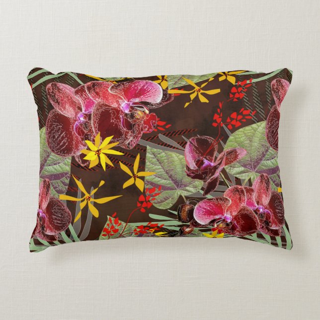Red orchids.  decorative cushion (Front)