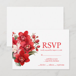 Red Orchids Menu Choices RSVP Response Card