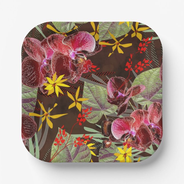 Red orchids. paper plate (Front)