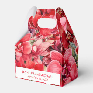 Red Orchids Watercolor Favour Boxes