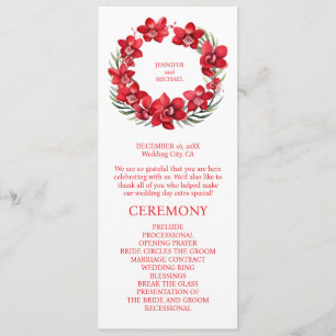 Red Orchids Wedding Ceremony Program Programme
