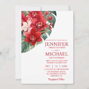 Red Orchids Winter Summer Wedding Invitations
