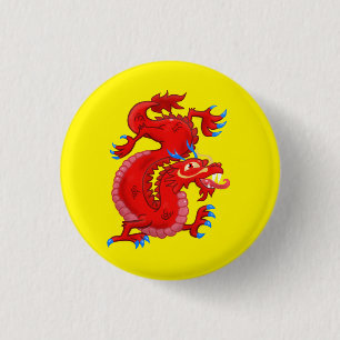 Red Oriental Dragon 3 Cm Round Badge