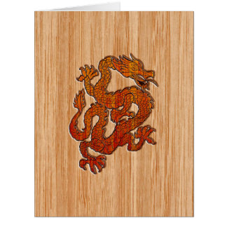 Red Oriental Dragon on Bamboo style