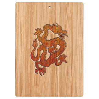 Red Oriental Dragon on Bamboo style Clipboard