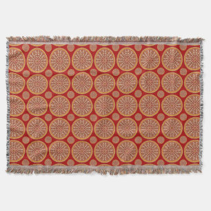 Red oriental floral pattern  throw blanket