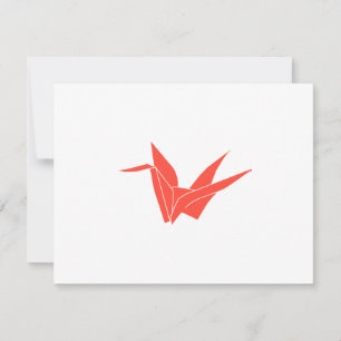Red Origami Crane Flat Notecard