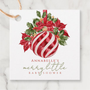 Red Ornament Christmas Merry Little Baby Shower Favour Tags