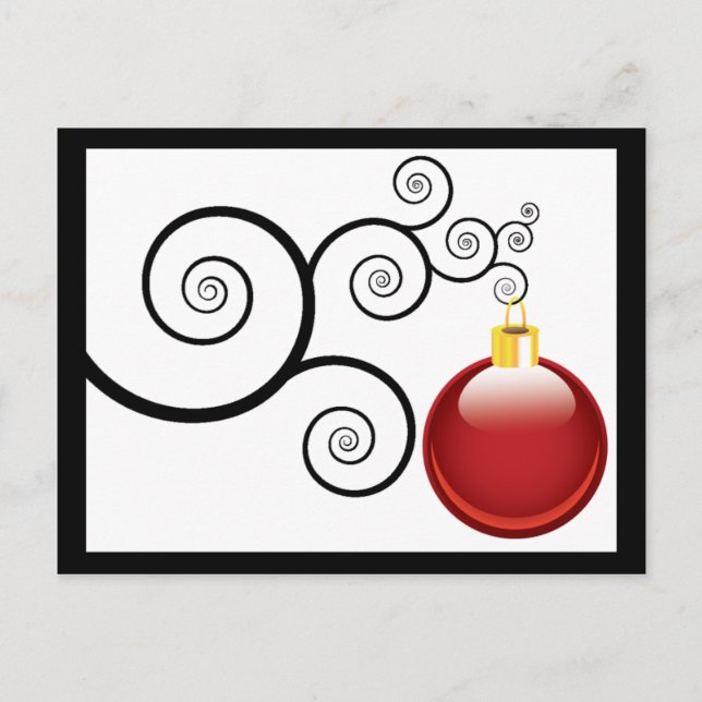 Red Ornament Christmas Postcard Greetings (Front)