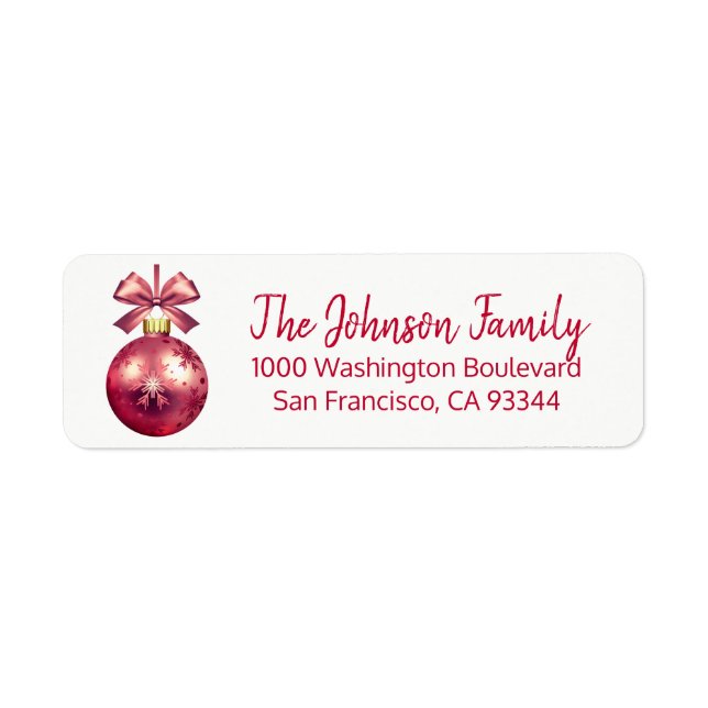 Red Ornament Christmas Return Address (Front)
