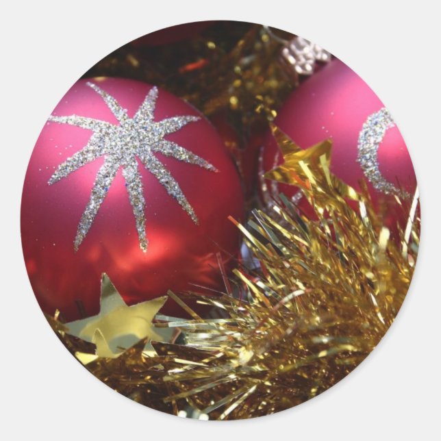 Red Ornament Classic Round Sticker (Front)