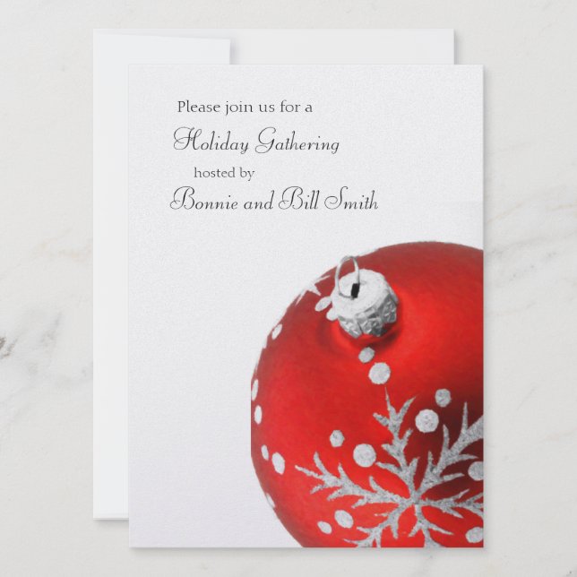 Red Ornament Holiday Gathering Invitation (Front)