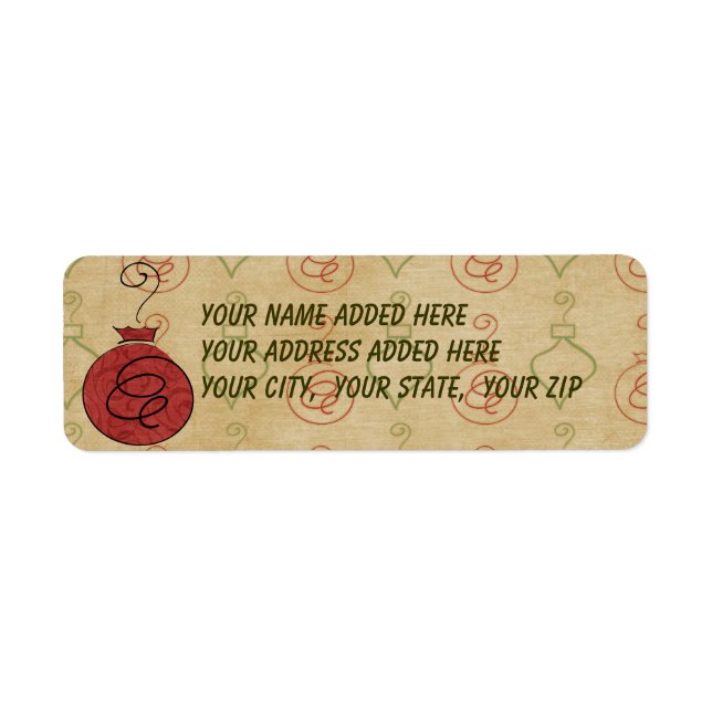 Red Ornament Return Address Labels (Front)