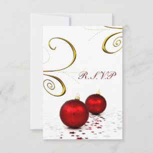 red ornament winter wedding rsvp standard 3.5 x 5 card