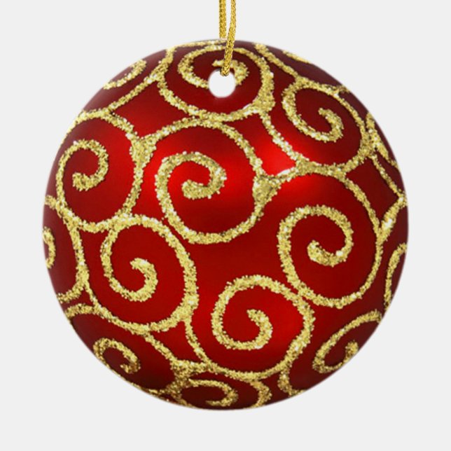 Red Ornament with Gold Swirls (Front)