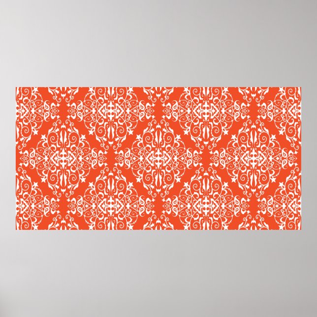 Red ornamental pattern seamless pattern poster (Front)