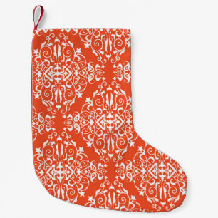 Red ornamental pattern seamless pattern small christmas stocking