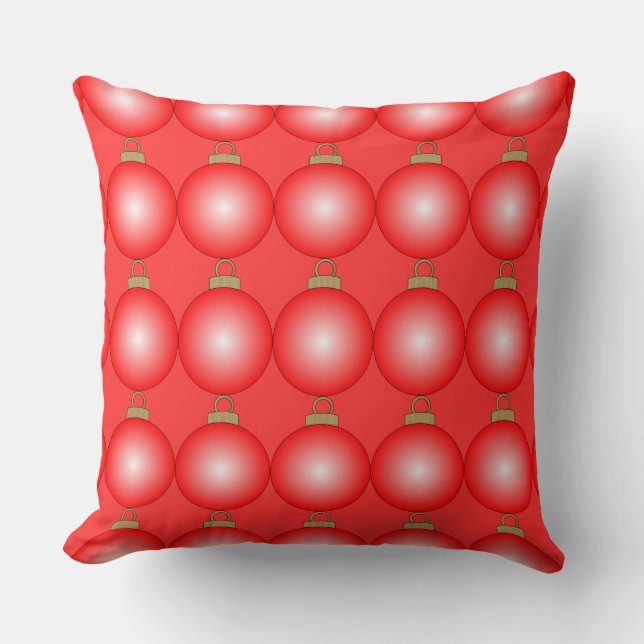 Red Ornaments Christmas Pillow (Front)