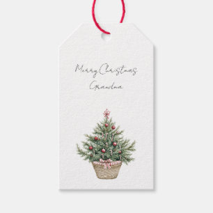 Red Ornaments Christmas Tree Gift Tags