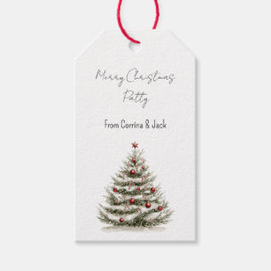 Red Ornaments Christmas Tree Gift Tags