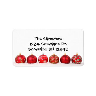 Red Ornaments Holiday Address Label
