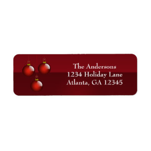 Red Ornaments on Deep Burgundy Return Address