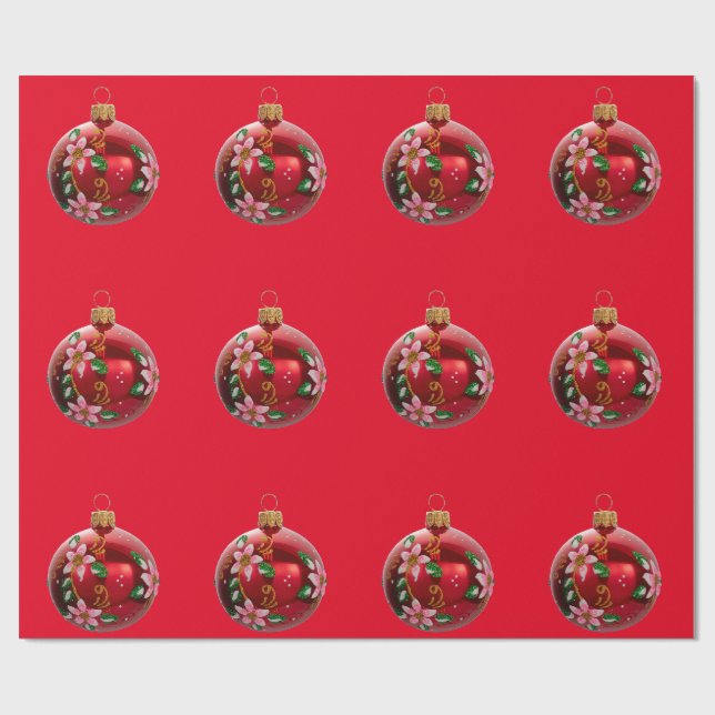 Red Ornaments Wrapping Paper (Flat)
