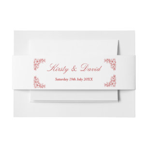 Red Ornate Floral Wedding Invitation Belly Band
