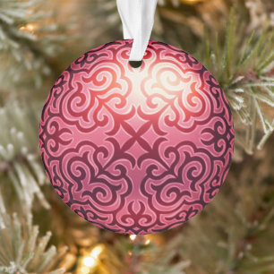 Red Ornate Scroll Ornament