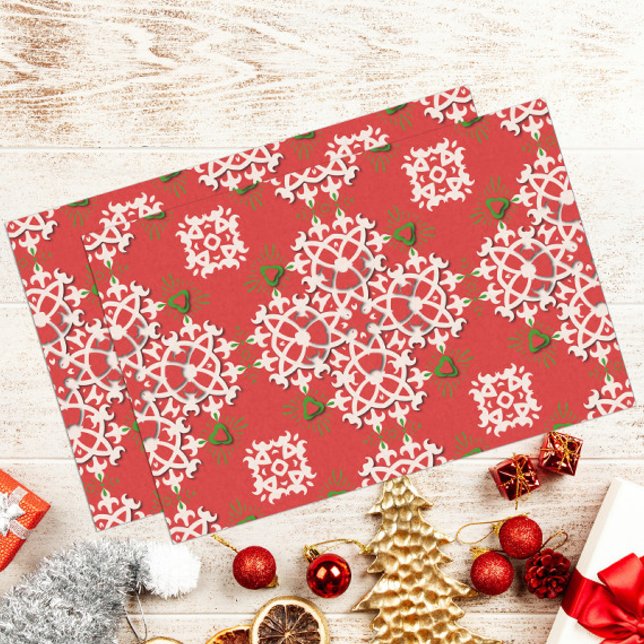 Red Ornate Traditional Folklore Christmas Tissue Paper (Creator Uploaded)